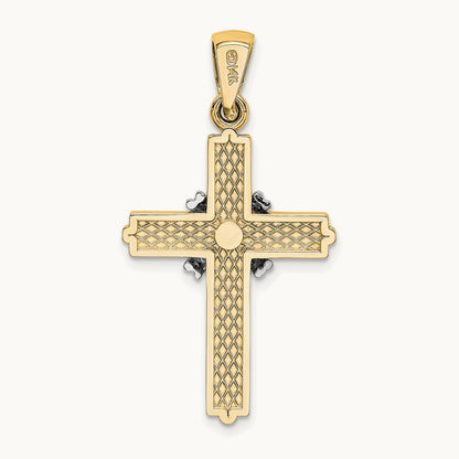 w/ Passion Cross Pendant — 14K Yellow Gold & Rhodium, 34.15mm