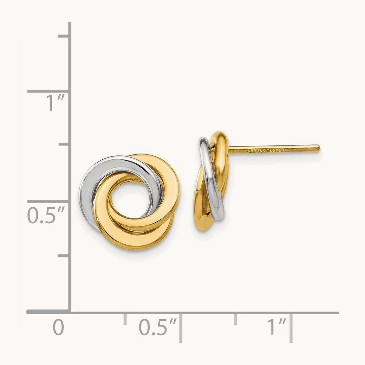 Polished Intertwined Circles Post Earrings — 14K Two-Tone Gold