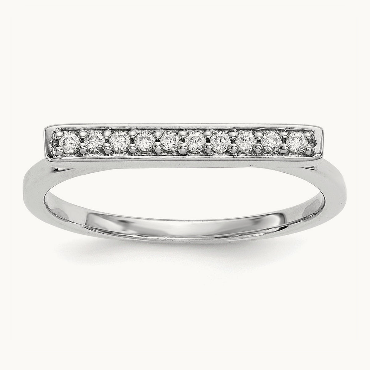 Diamond Bar Ring — 14K White Gold