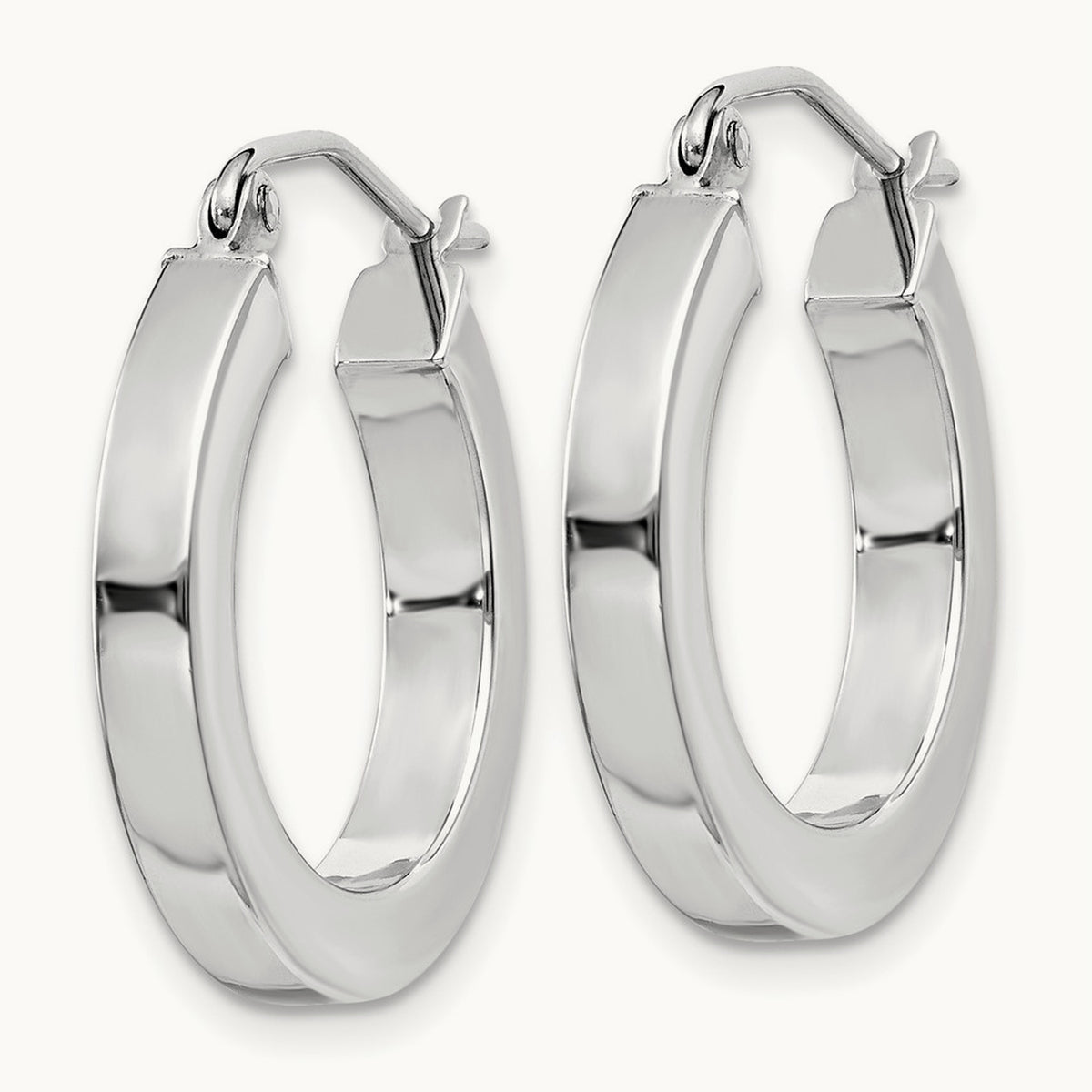 Square Tube Hoop Earrings, 14K White Gold