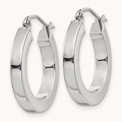 Square Tube Hoop Earrings, 14K White Gold