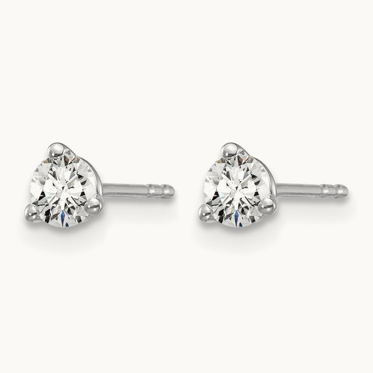 Round Stud Earrings, 0.10-6.00 ct tw Lab-Grown Diamond — 3/8 ct, 14K White Gold