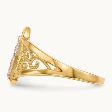 w/White Rhodium Lady of Guadalupe Ring, 14K Two-tone