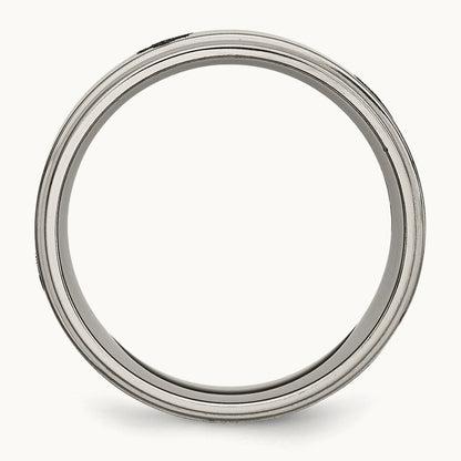 Brushed & Polished Masonic Laser Design Ridged Edge Band — photo set