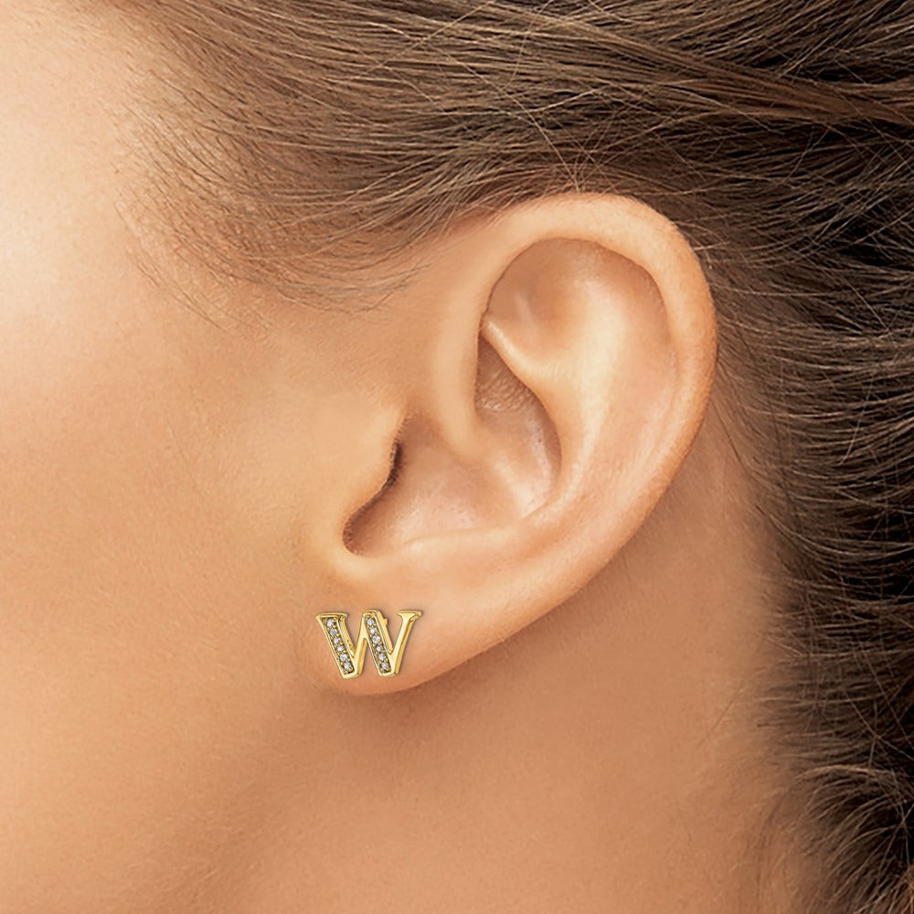 Diamond Earrings — 14K Yellow Gold, 8mm, W