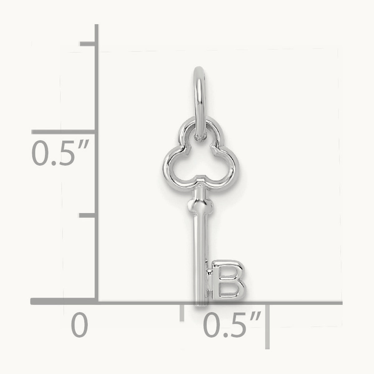 Key Initial Charm — 14K White Gold, B