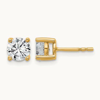 1/2ct Lab Grown Diamond VS+ F+ Round Complete Stud Earrings, 18K Yellow Gold