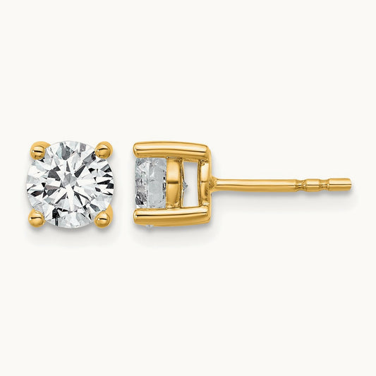 1/2ct Cert Lab Grown Diamond VS+ F+ Round Complete Stud Earrings, 18K Yellow Gold