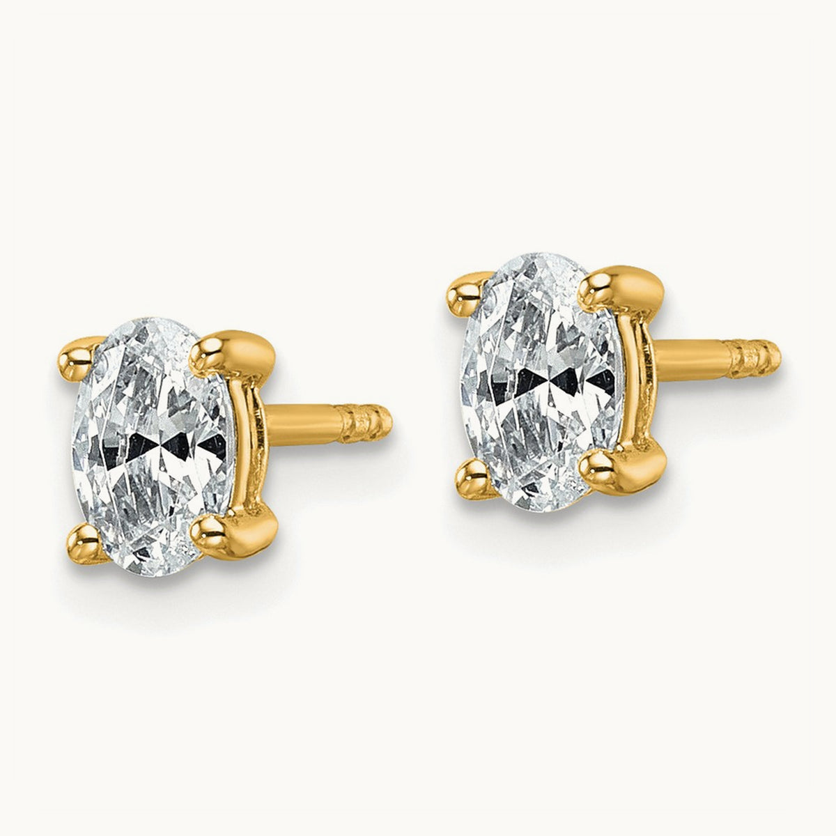Oval Four-Prong Stud Earrings, 0.50-6.00 ct tw Lab-Grown Diamond — 3/4 ct, 14K Yellow Gold
