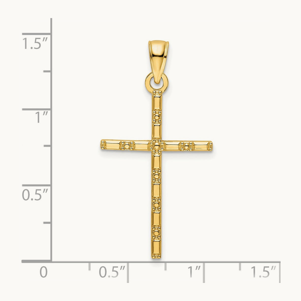 Polished Beaded Cross Pendant, 14K