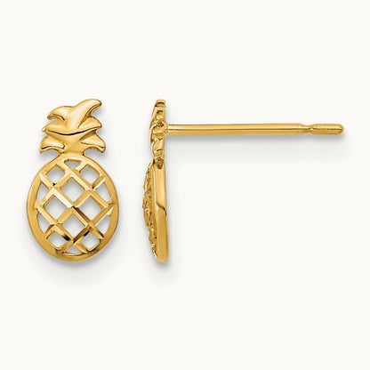 Madi K D/C Children's Pineapple Post Earrings, 14K