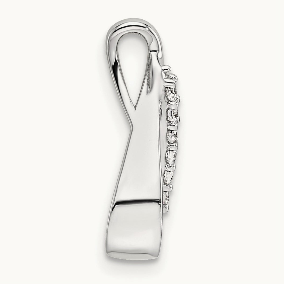 Polished Diamond Complete Tear-drop Chain Slide, 14K White Gold