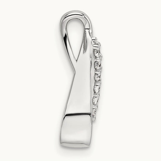Polished Diamond Complete Tear-drop Chain Slide, 14K White Gold