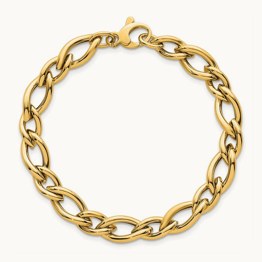 Polished 7.5 Fancy Link Bracelet, 14K