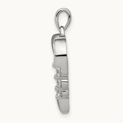 Three Stone 1/4ct. Diamond Heart Pendant, 14K White Gold