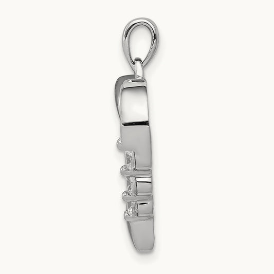 Three Stone 1/4ct. Diamond Heart Pendant, 14K White Gold