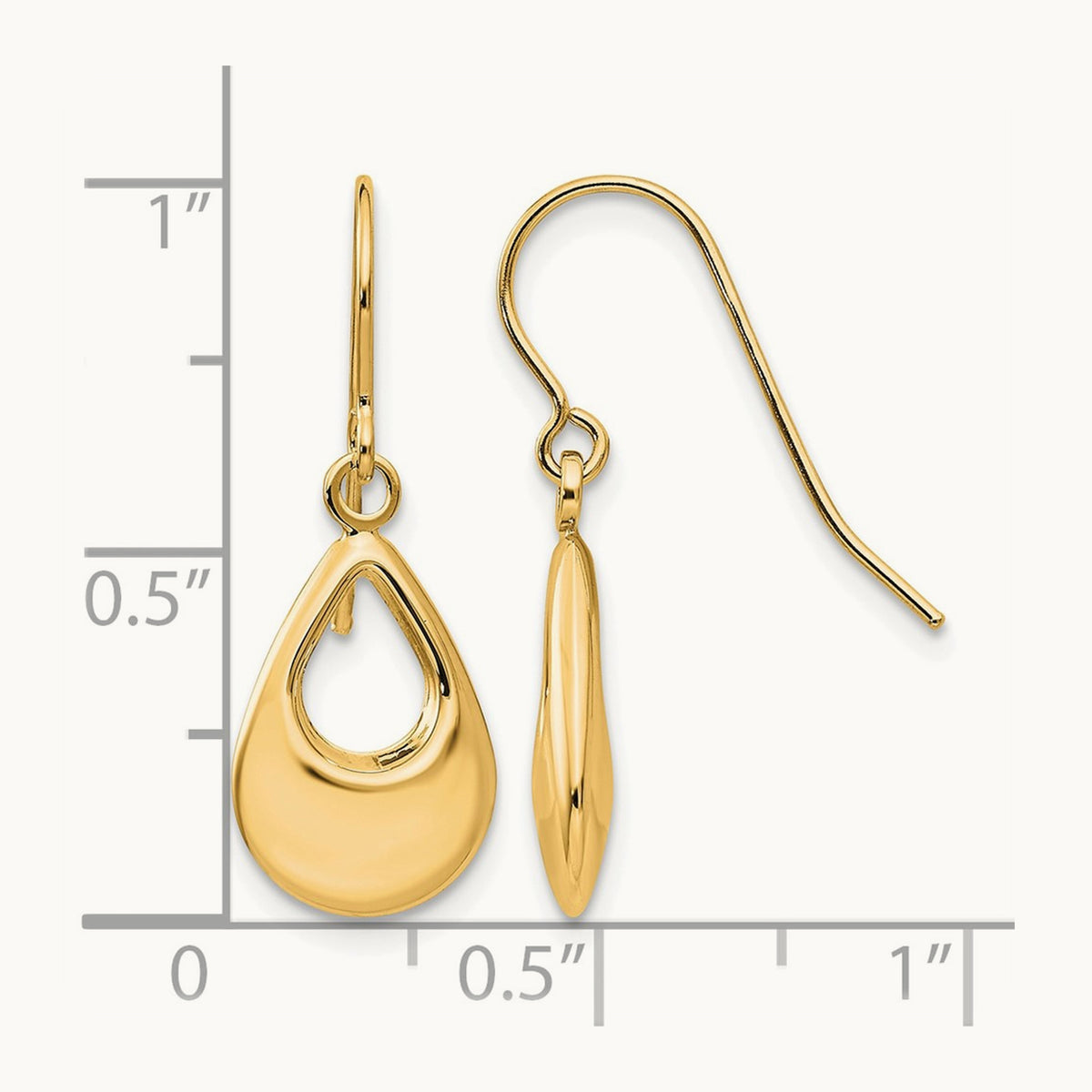 Teardrop Hollow Dangle Earrings — 14K Yellow Gold