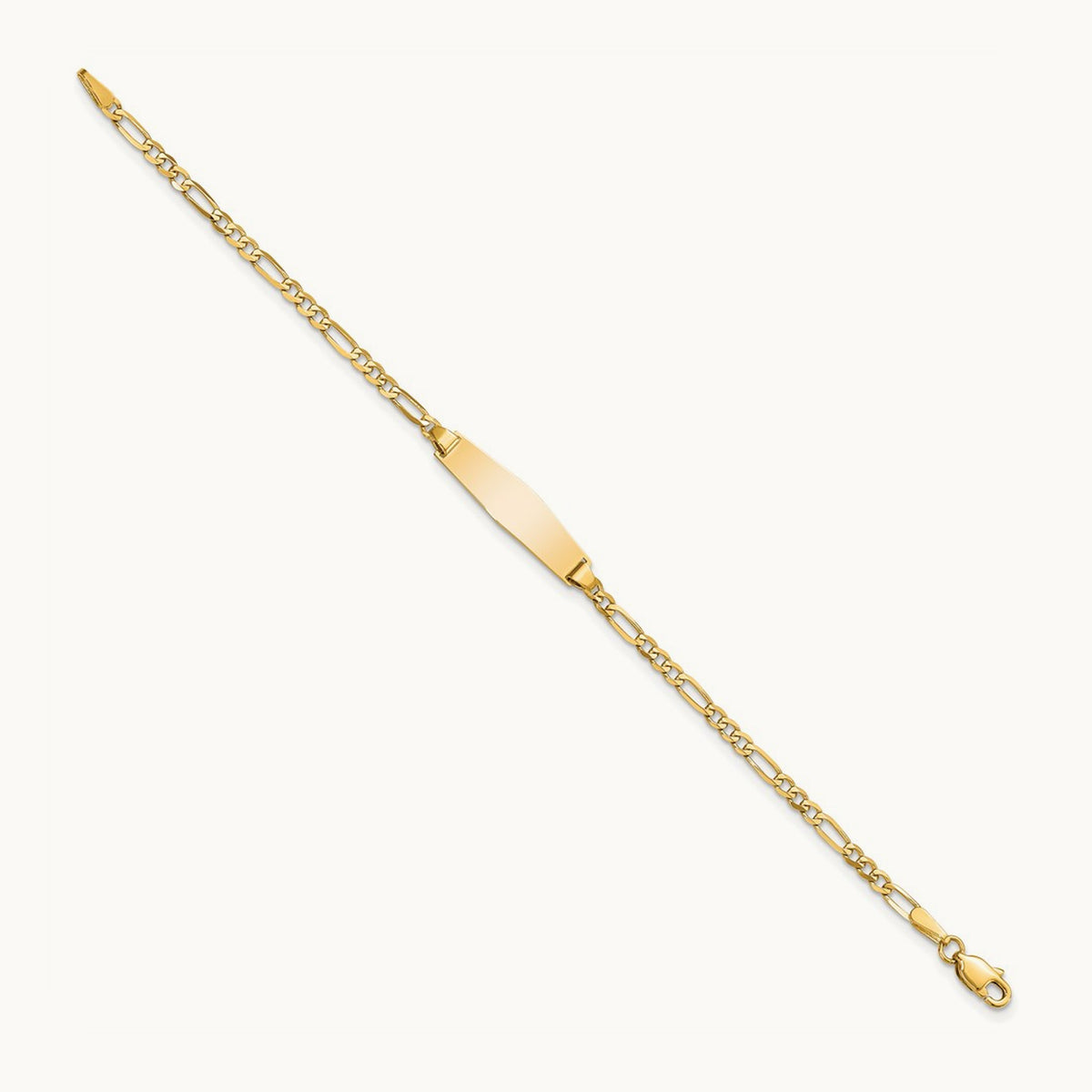 Soft Diamond Shape Figaro ID Bracelet, 14K