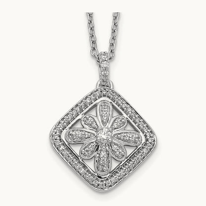 Diamond Vintage 18 inch Necklace, 14K White Gold