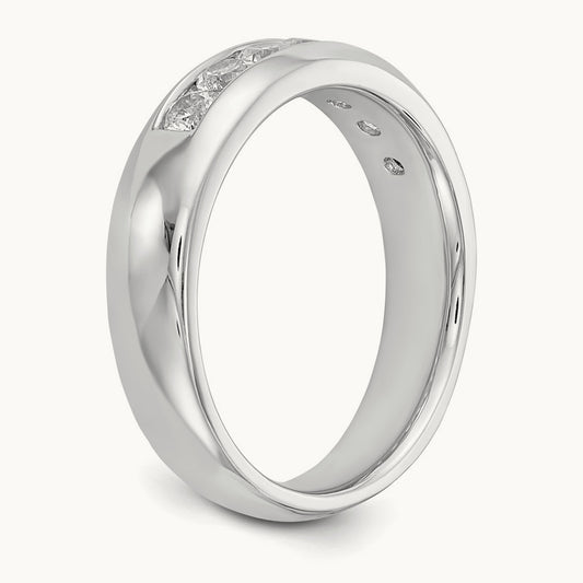 7-Stone Diamond Channel Band, 14K White Gold
