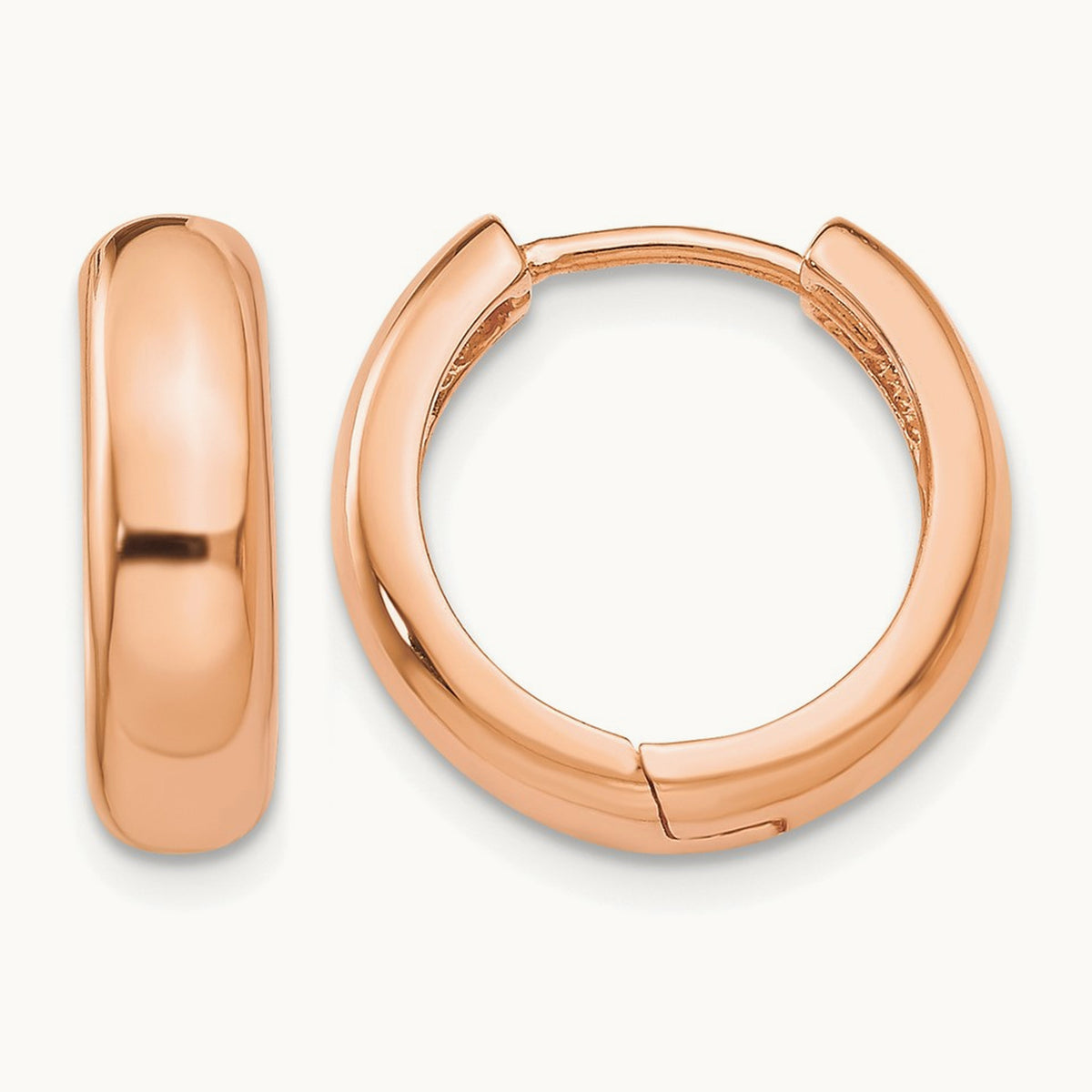Round Hinged Hoop Earrings, 14K Rose Gold