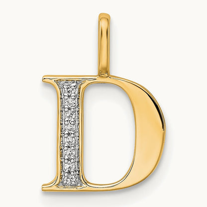 Diamond Letter D Initial Pendant, 14K