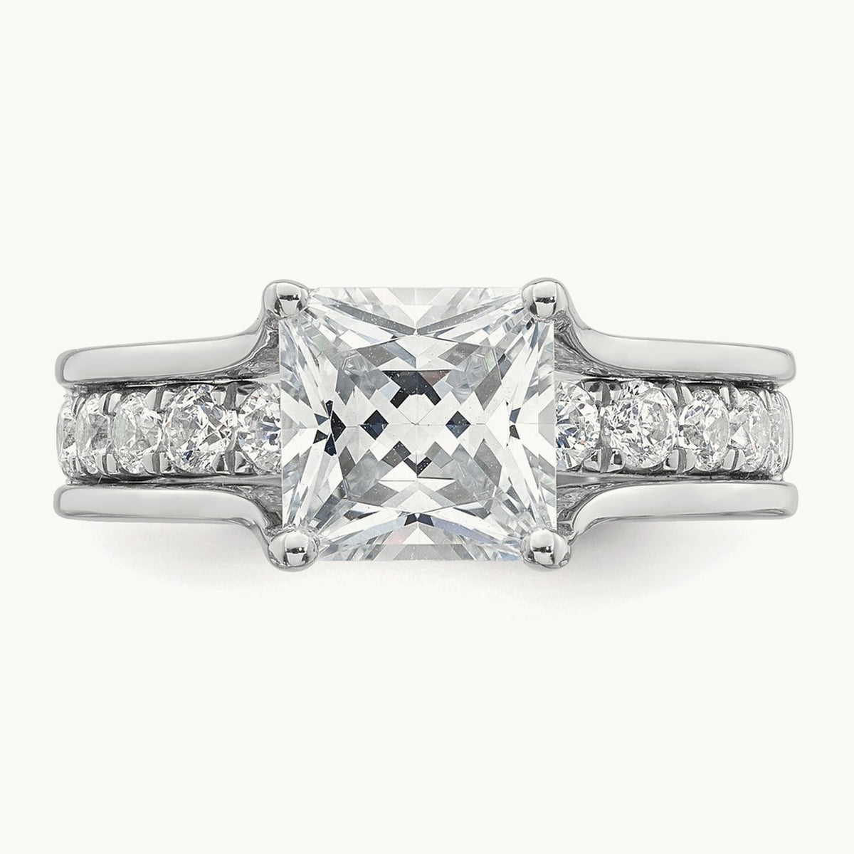 Princess Engagement Ring, 1.75-3.00 ct tw Lab-Grown Diamond — 3 1/6 ct, 14K White Gold