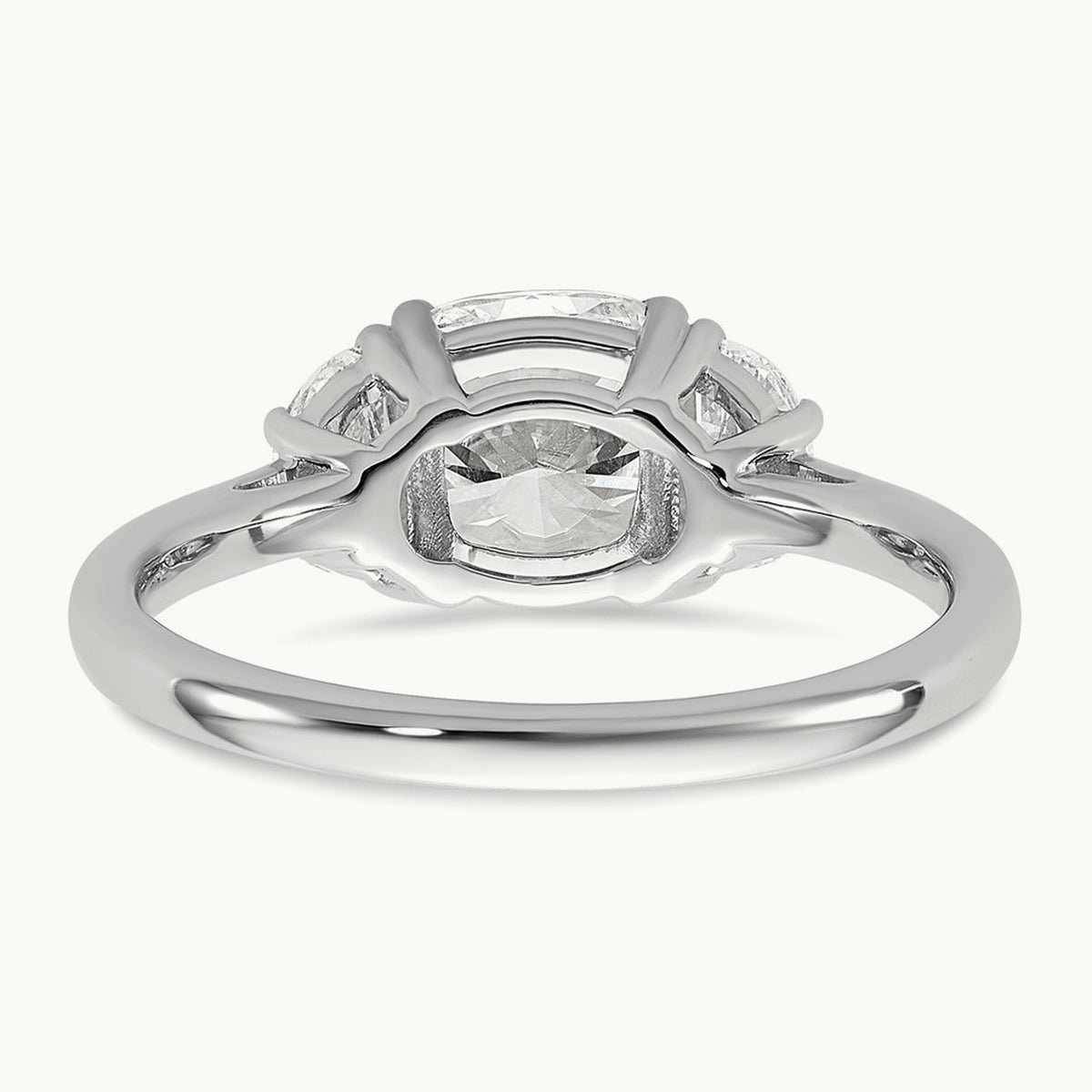 Half Moon & Cushion Semi-Mount Engagement Ring, 0.25-1.00 ct tw Lab-Grown Diamond — 1/2 ct, 14K White Gold