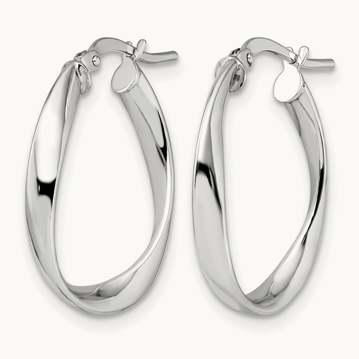 Plating Polished Hoop Earrings, 10K with White Rhodium — Leslie's