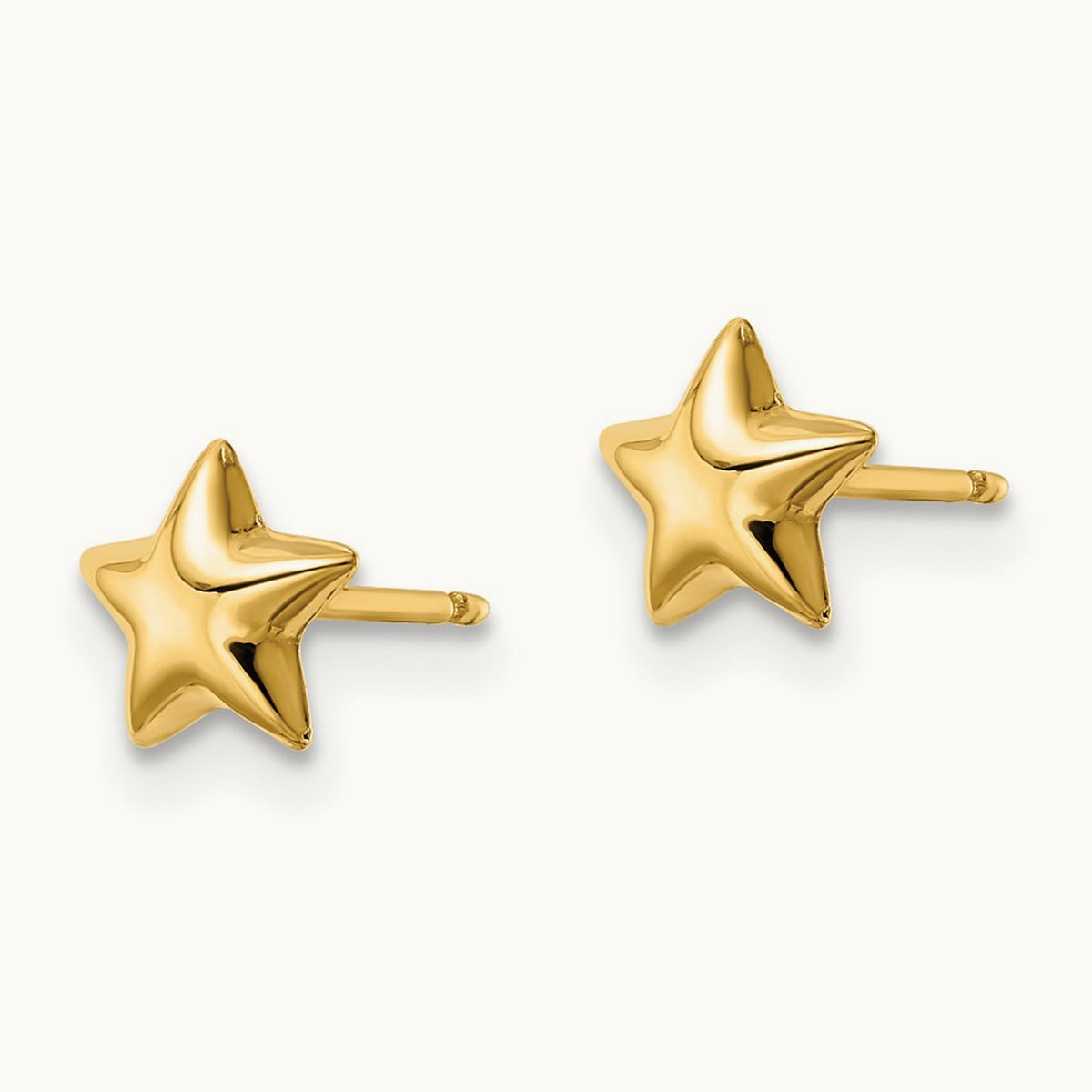 Polished Star Post Earrings, 14K