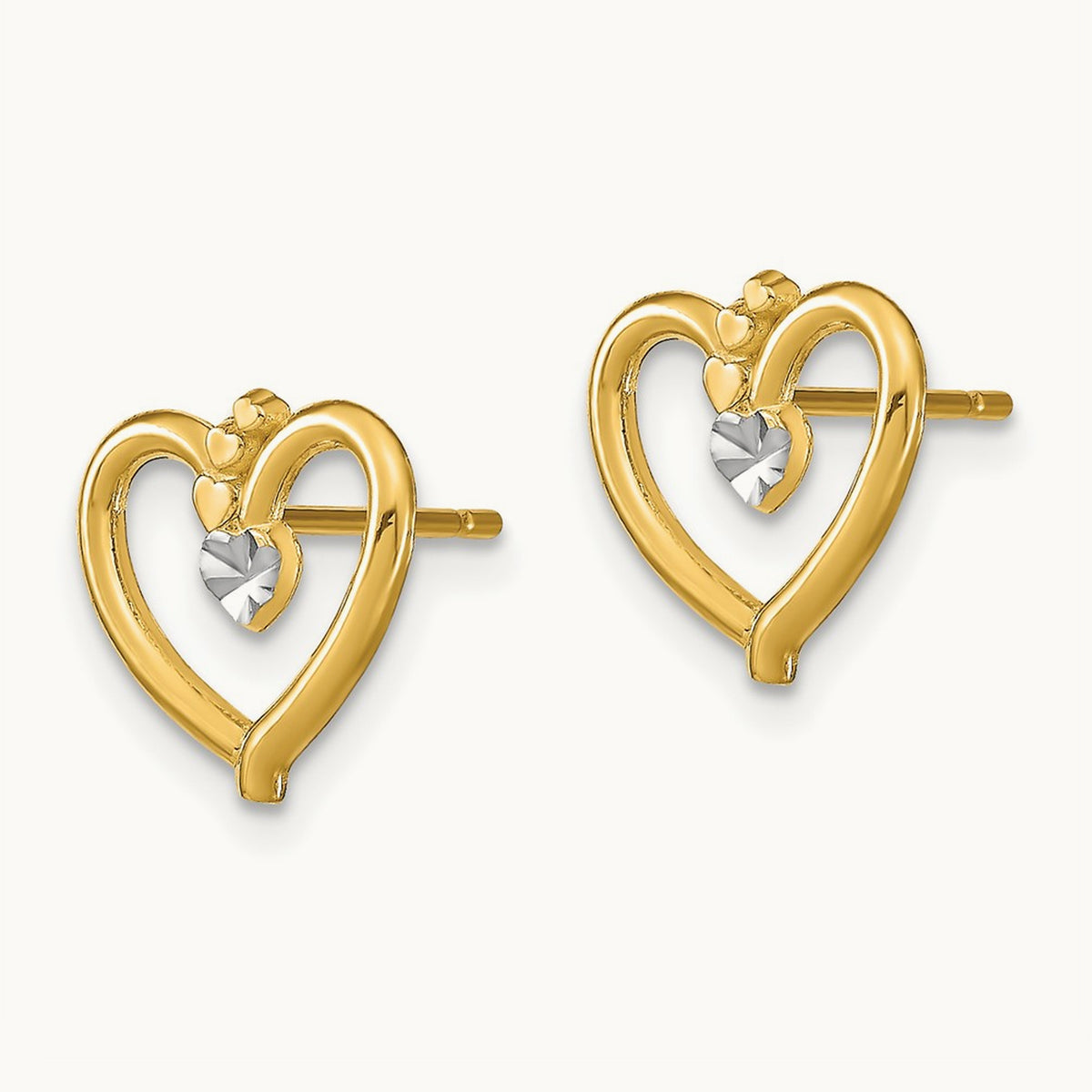 w/ D/C Heart Post Earrings — 10mm