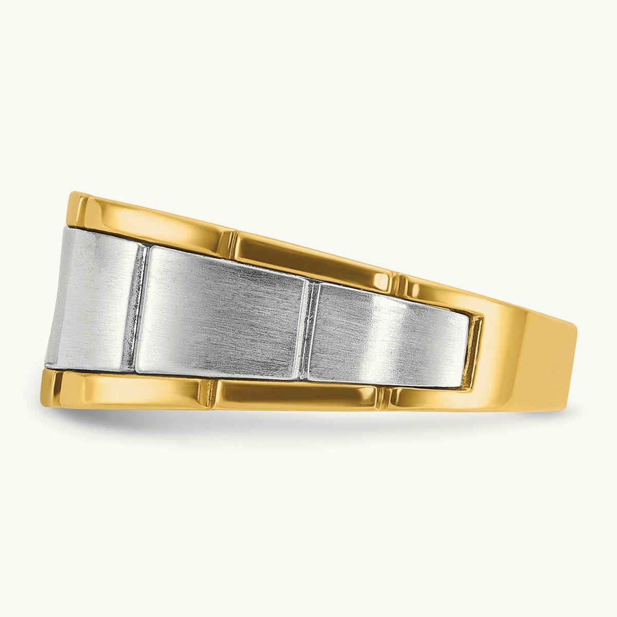 IBGoodman Men's Polished and Satin Diamond Complete Ring, 14K Two-tone