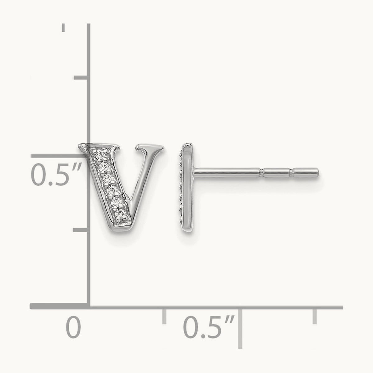 Diamond Earrings — 14K White Gold, 8mm, V