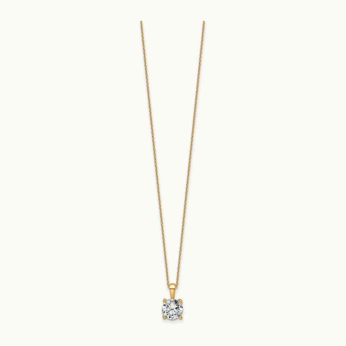 Four-Prong Pendant Necklace, 0.50-2.00 ct tw Lab-Grown Diamond — 2 ct, 14K Yellow Gold