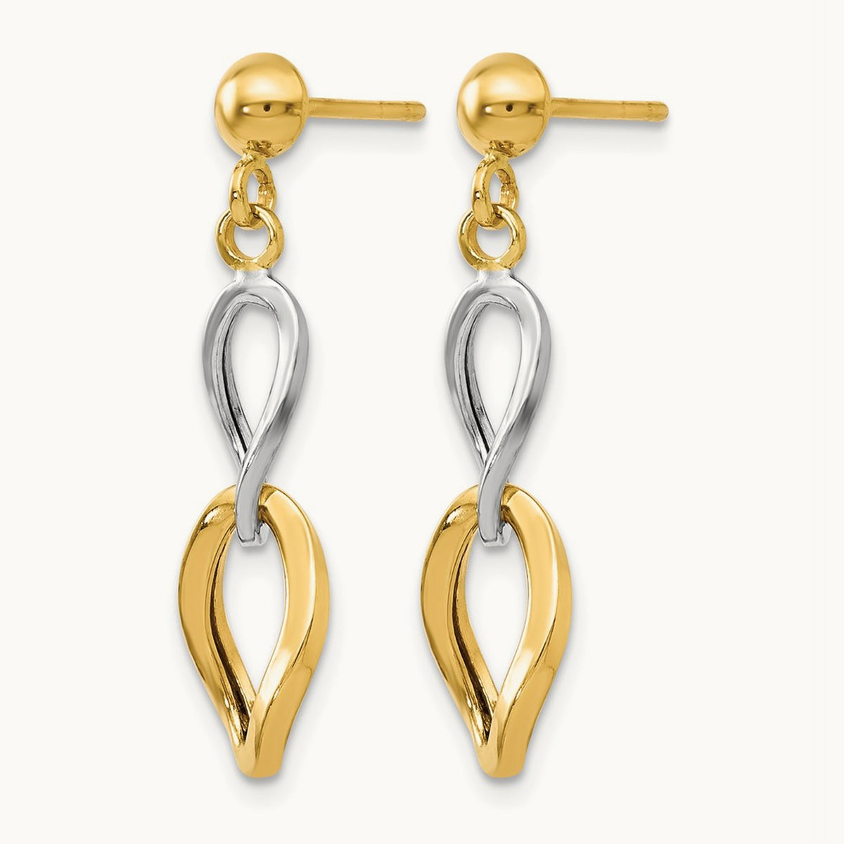 Polished Post Dangle Earrings, 14K Two-tone — Leslie's
