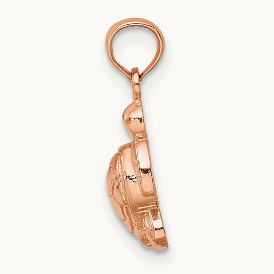 Textured Mini Sea Turtle Charm — 14K Rose Gold