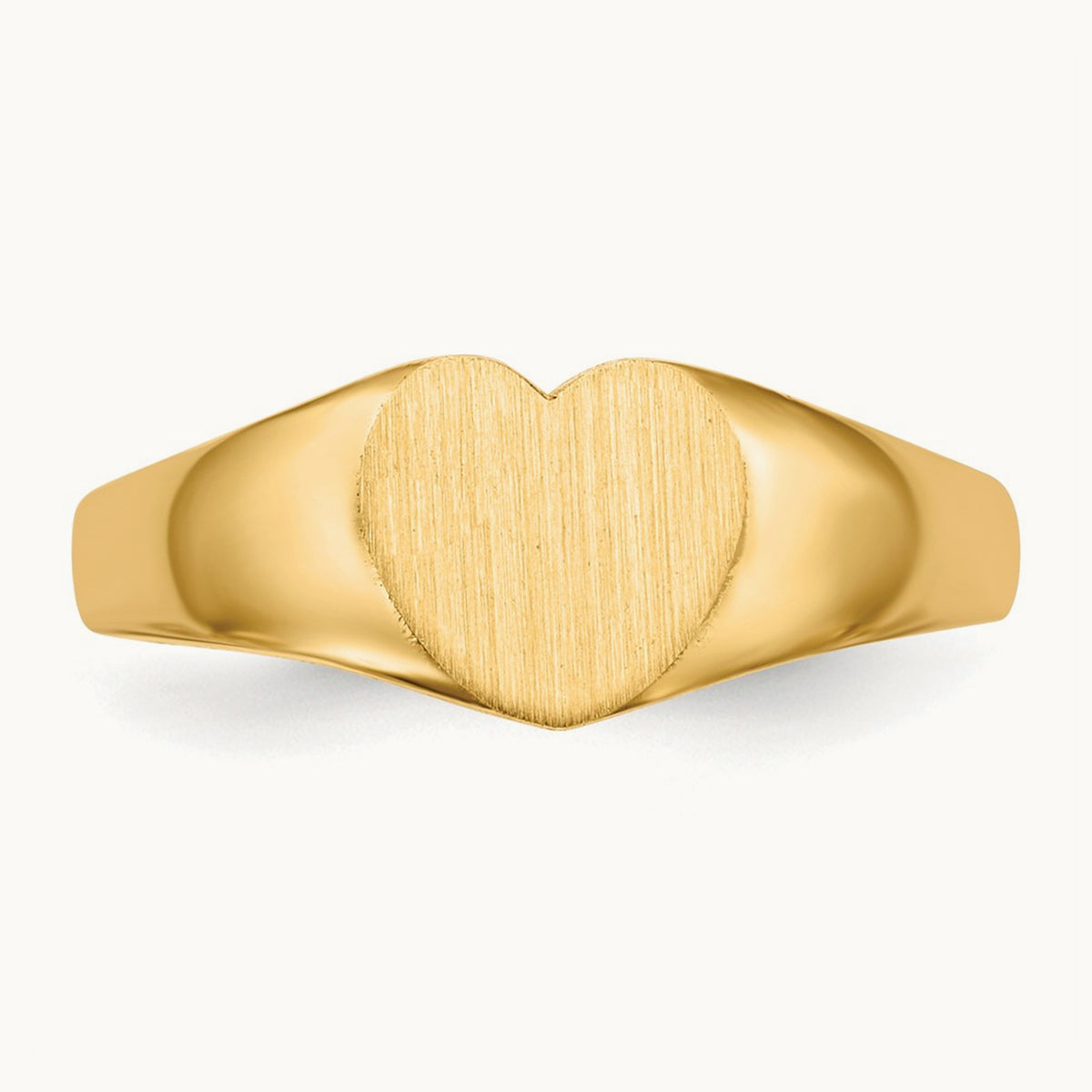 Closed Back Heart Signet Ring — 14K Yellow Gold, 8.0x6.5mm, 5