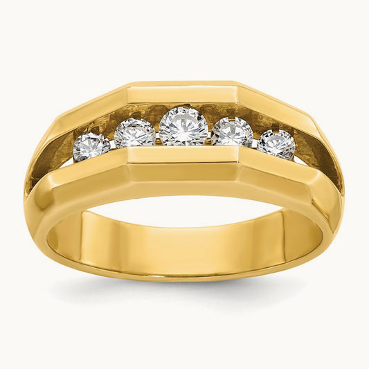 IBGoodman Men's Polished Cut-Out 5-Stone Diamond Ring, 14K