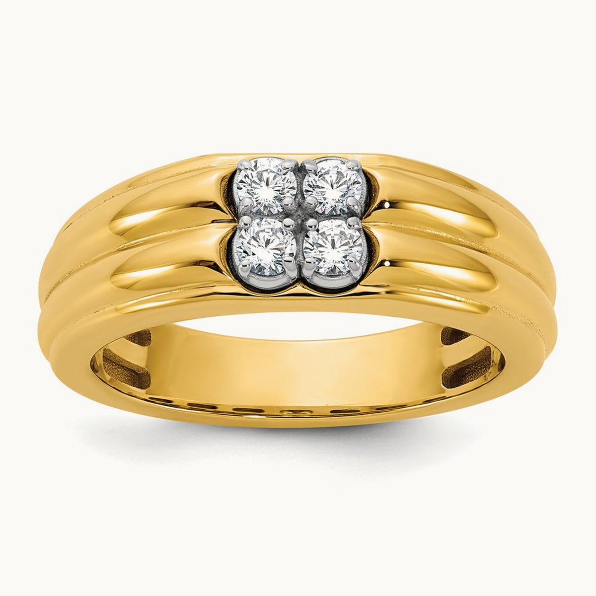 Setting: 14K Two-Tone IB Goodman Men's Polished 4-Stone Diamond Ring Mounting, 14K Gold — 14K Two-Tone Gold