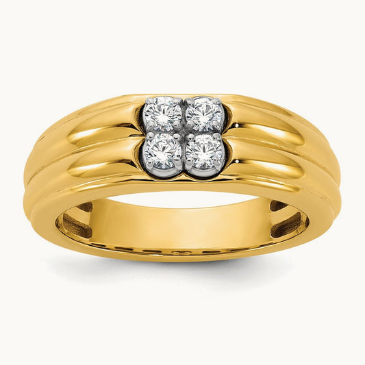14ktt IB Goodman Mens Polished Complete 4-Stone 1/3ct Diamond Ring