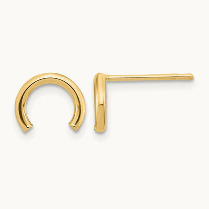 Polished U Shape Tube Post Earrings, 14K