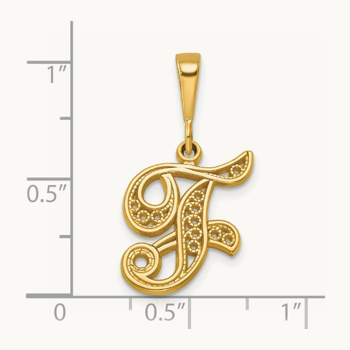 Polished Script Filigree Initial Pendant — F