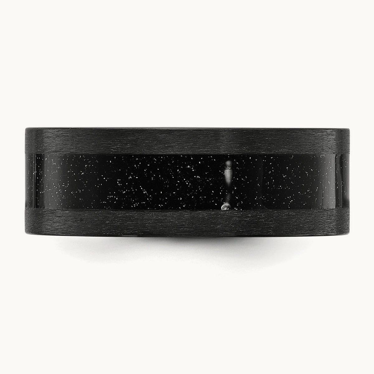 Black Zirconium Polished with Black Star Sandstone Inlay Band, 8mm