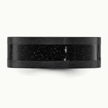 Black Zirconium Polished with Black Star Sandstone Inlay Band, 8mm