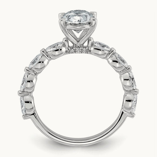 Oval Center with Oval Sides Ring, 2 5/8-5 1/2 ct Lab-Grown Diamond