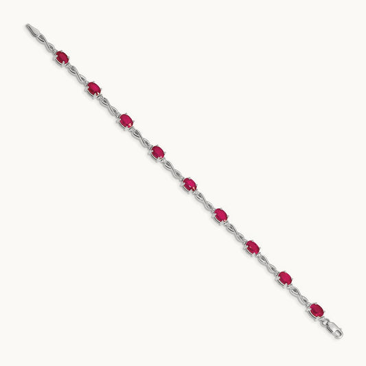 Diamond and Ruby Bracelet — 14K White Gold