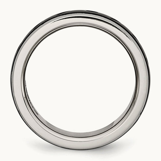 Polished Black IP-plated Grooved Band — photo set