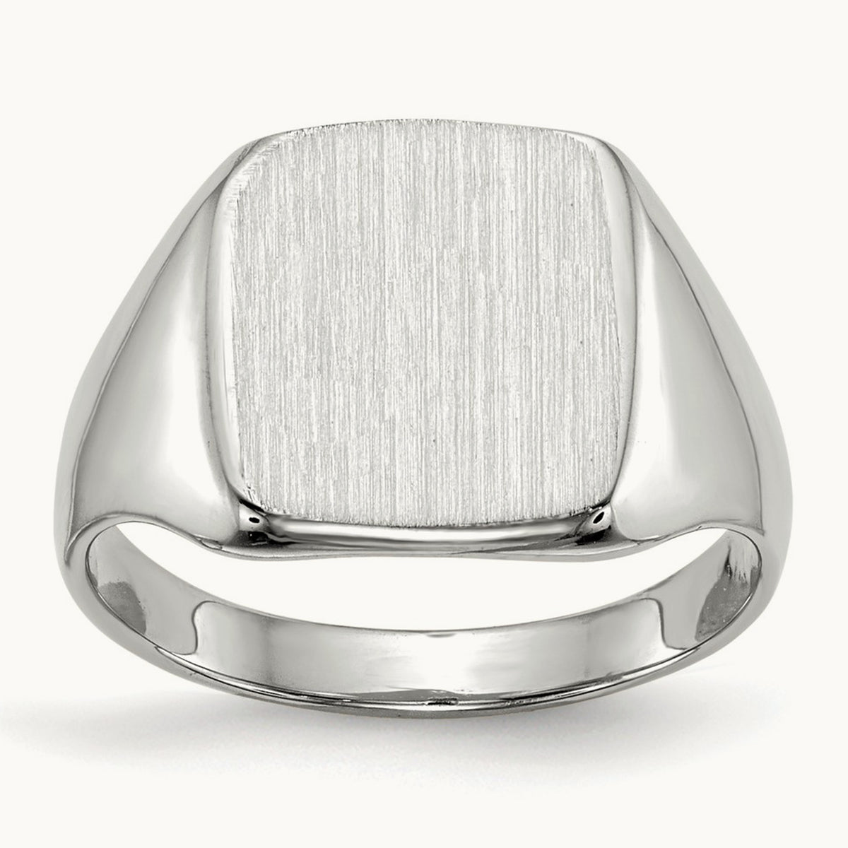 10.5x11. Closed Back Signet Ring, 0mm, 14K White Gold