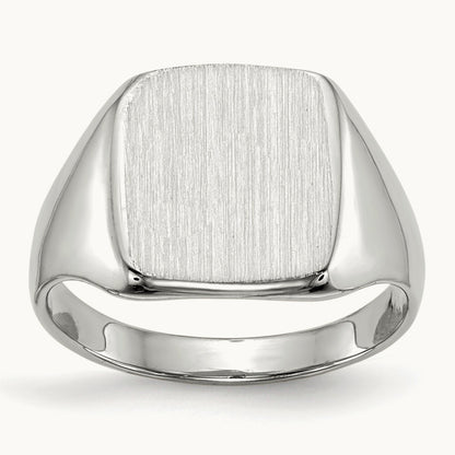 10.5x11. Closed Back Signet Ring, 0mm, 14K White Gold