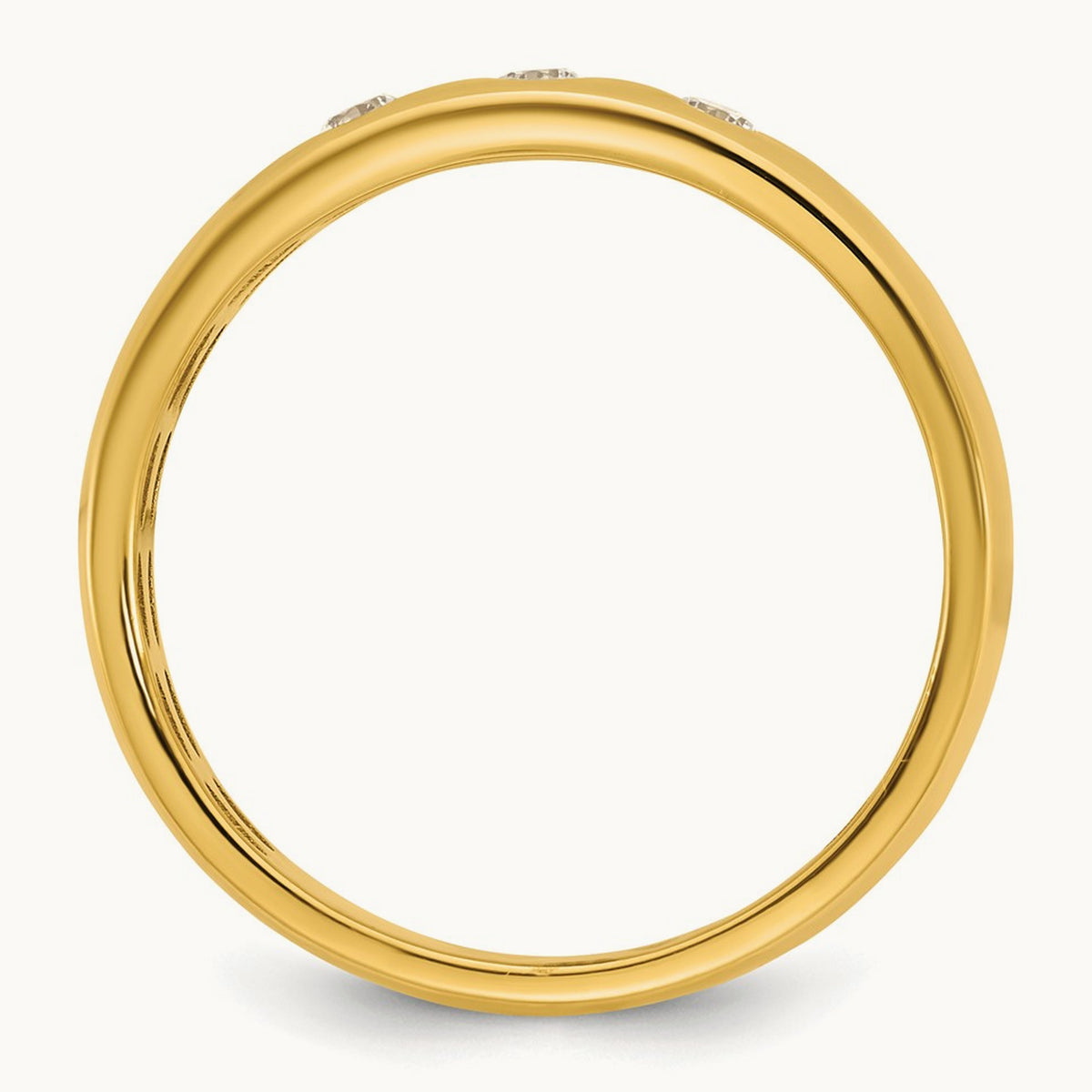 IB Goodman Mens Polished Complete 3-Stone 1/6ct Diamond Ring, 14K Yellow Gold